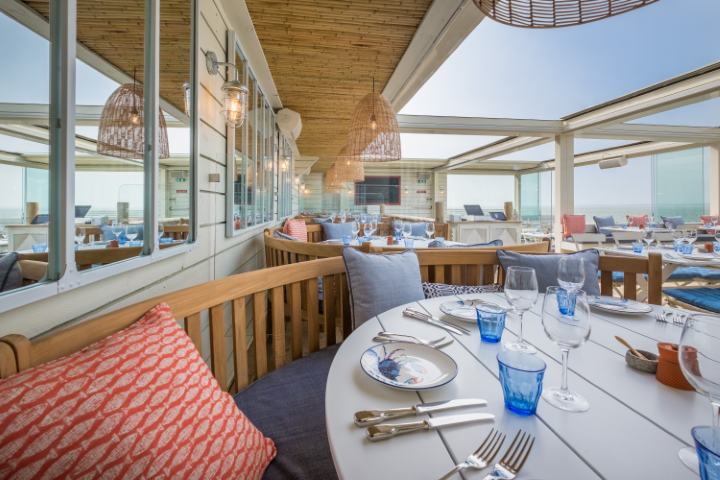Interior dining area with sea views